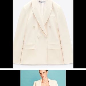 Zara double breasted cream blazer NWT